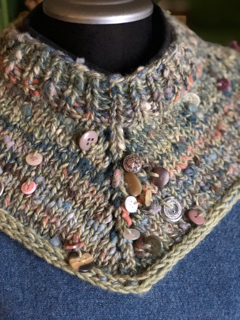 Blue button neck warmer