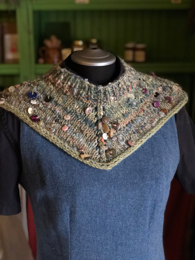 Blue button neck warmer