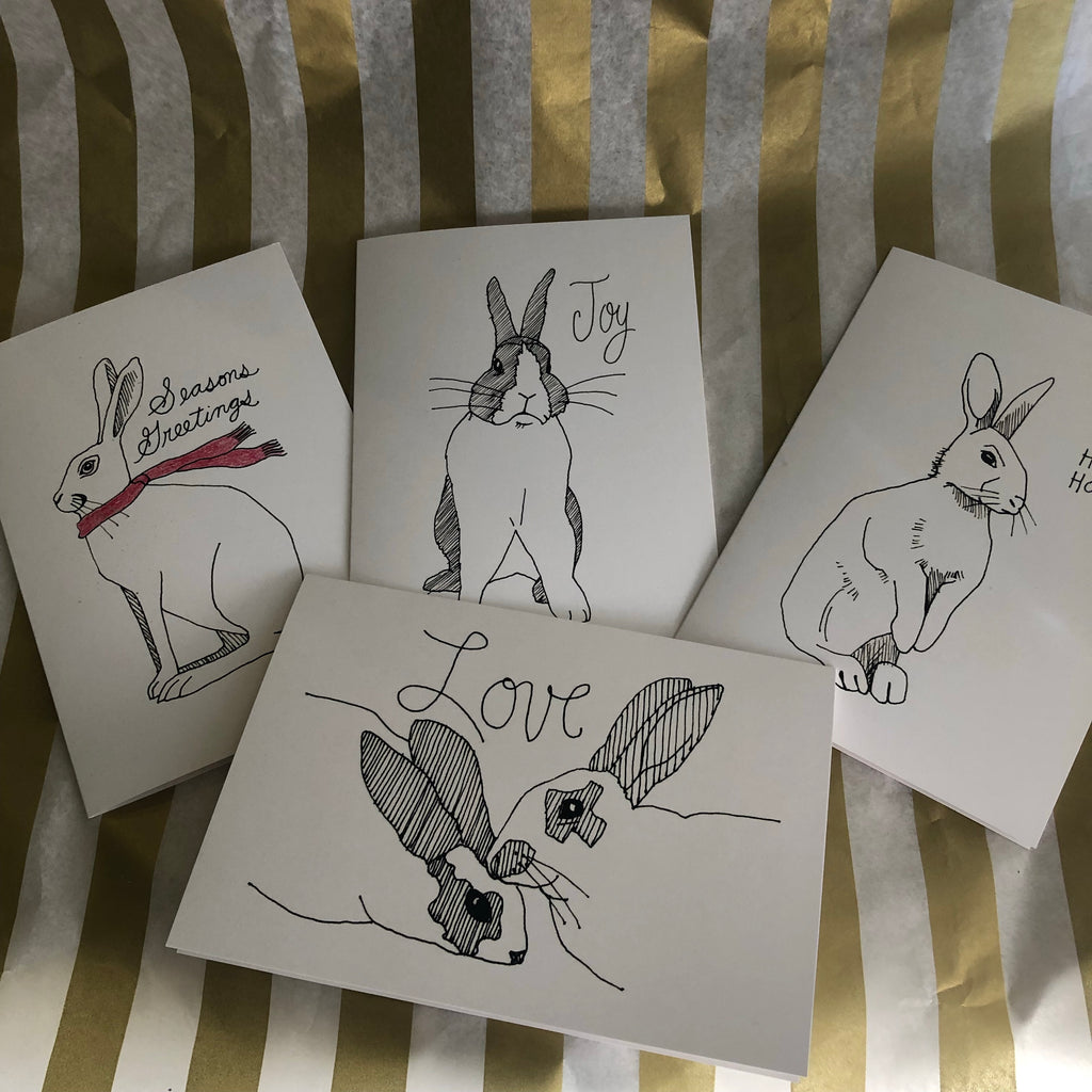 Four bunny cards